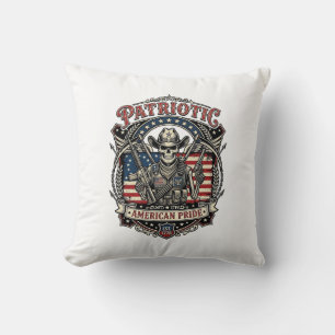 Patriotischer Skelett-Cowboy Dunkler Patriot Skele Kissen