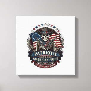 Patriotischer Skelett-Cowboy Dunkler Patriot Skele Leinwanddruck