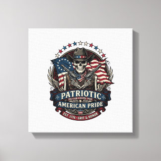 Patriotischer Skelett-Cowboy Dunkler Patriot Skele Leinwanddruck