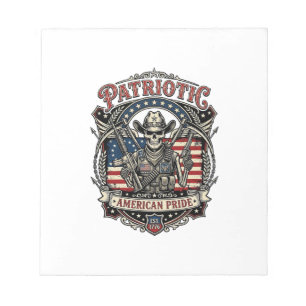 Patriotischer Skelett-Cowboy Dunkler Patriot-Skele Notizblock