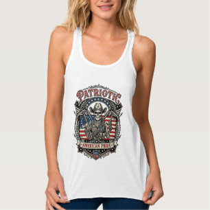 Patriotischer Skelett-Cowboy Dunkler Patriot Skele Tank Top