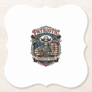 Patriotischer Skelett-Cowboy Dunkler Patriot Skele Untersetzer