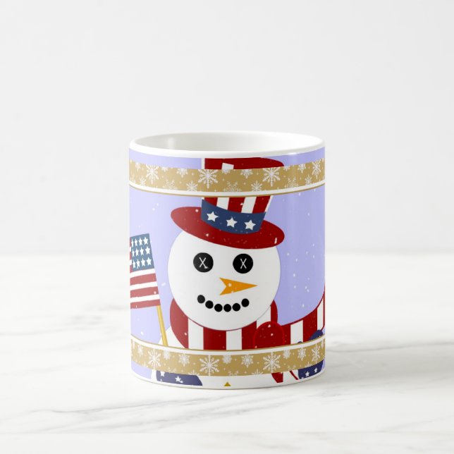 Patriotischer Snowman mit Tasse der Flagge - Cup (Mittel)