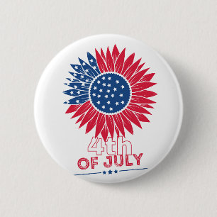 Patriotischer Sonnenblumenblume Amerikanische Unab Button
