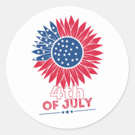 Patriotischer Sonnenblumenblume Amerikanische Unab Runder Aufkleber