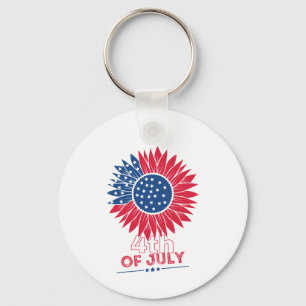 Patriotischer Sonnenblumenblume Amerikanische Unab Schlüsselanhänger