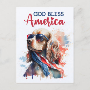 Patriotischer Spaniel Hund, Gott segne Amerika Pos Postkarte