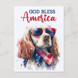 Patriotischer Spaniel Hund, Gott segne Amerika Pos Postkarte