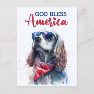 Patriotischer Spaniel Hund, Gott segne Amerika Pos Postkarte
