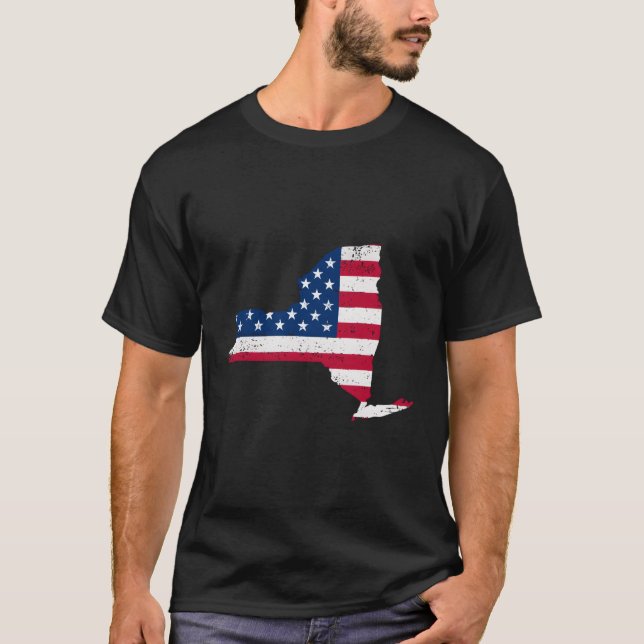 Patriotischer Staat der US-Flagge für New York T-Shirt (Vorderseite)
