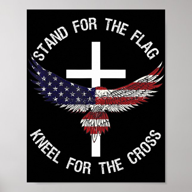 Patriotischer Stand für die Fahne Knie für das Kre Poster (Vorne)