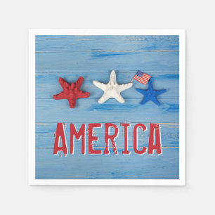 Patriotischer Starfish mit amerikanischer Flagge Serviette