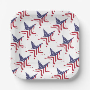 Patriotischer Stern Amerikanische Flagge Patriotis Pappteller
