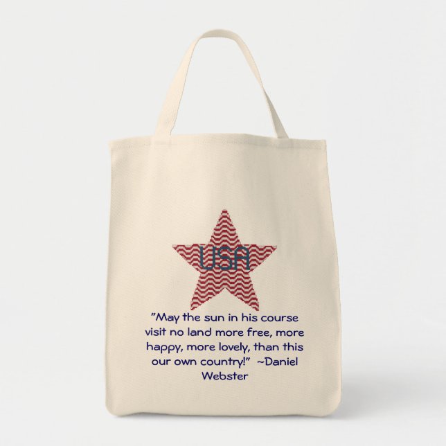 Patriotischer Stern, Daniel Webster-Zitat-Tasche Tragetasche (Vorne)