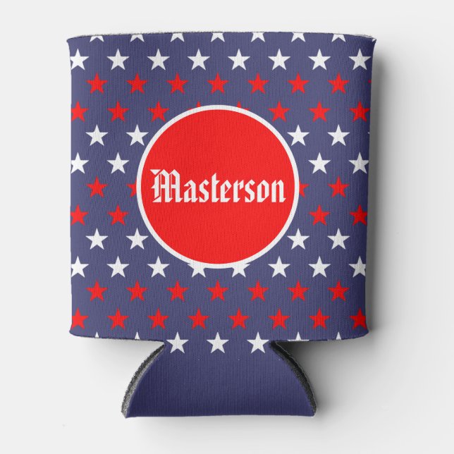 Patriotischer Stolz: Personalisiert Rot, Weiß und  Dosenkühler (Vorderseite)