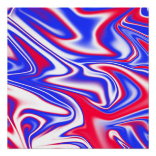 Patriotischer Swirl: Roter weißer und blauer Marmo Poster