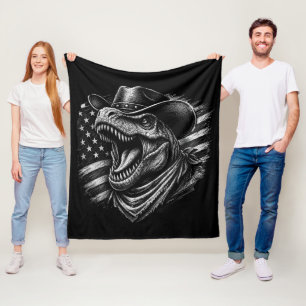 Patriotischer T-Rex Cowboy-Amerikanische Flagge Di Fleecedecke