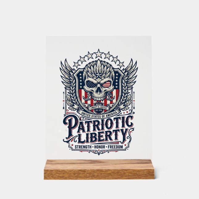 Patriotischer Taktischer Adler-Schädel-Militär-Ins Acrylschild (Vorderseite)