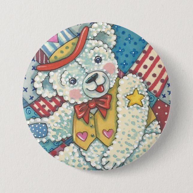 PATRIOTISCHER TEDDY BEAR & PATCHWORTSCHALTER RUNDE BUTTON (Vorderseite)