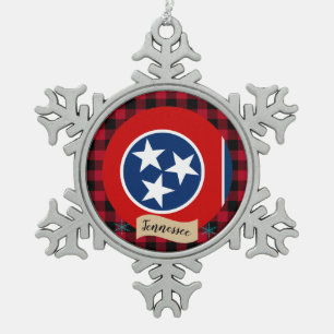 Patriotischer Tennessee, Büffel kariert, Tennessee Schneeflocken Zinn-Ornament