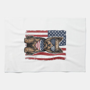 Patriotischer Terrier-Hund Vintage-Flagge Vektor-D Geschirrtuch