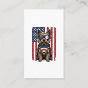 Patriotischer Terrier-Hund Vintage-Flagge Vektor-D Visitenkarte
