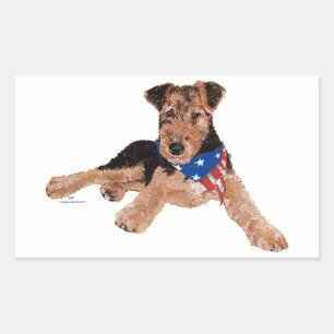 Patriotischer Terrier-Welpe Rechteckiger Aufkleber