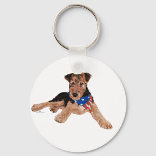 Patriotischer Terrier-Welpe Schlüsselanhänger