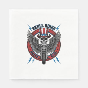 Patriotischer Totenkopf Motorrad Adler Vintage Serviette