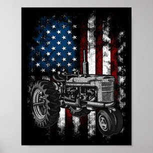 Patriotischer Traktor Amerikanische Flagge Traktor Poster