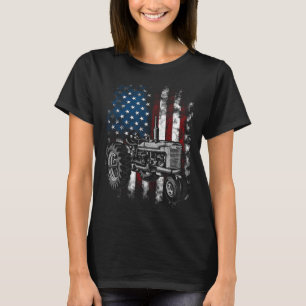 Patriotischer Traktor Amerikanische Flagge Traktor T-Shirt