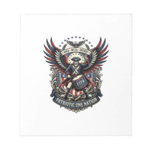 Patriotischer Trommler der Liberty Music Rock Meta Notizblock