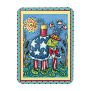 PATRIOTISCHER UNCLE SAM TURTT, FUNNY FIRECRACKER N MAGNET