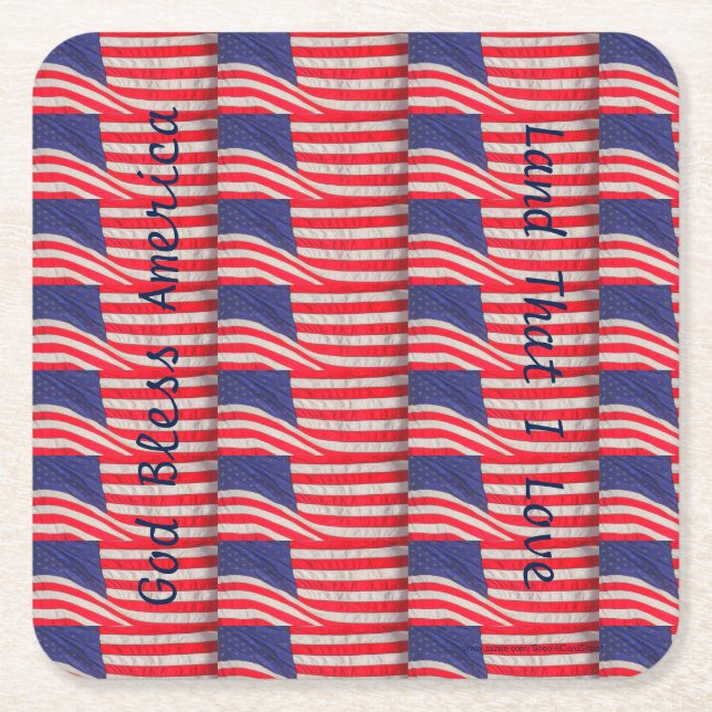 Patriotischer Untersetzer, amerikanische Flaggen Rechteckiger Pappuntersetzer (Vorderseite)