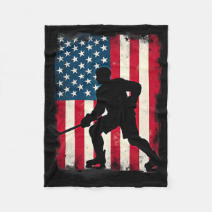 Patriotischer US-Flagge Eishockeyspieler  Fleecedecke