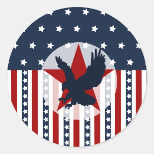 Patriotischer US Flagge-kahler Adler-Amerikaner Runder Aufkleber