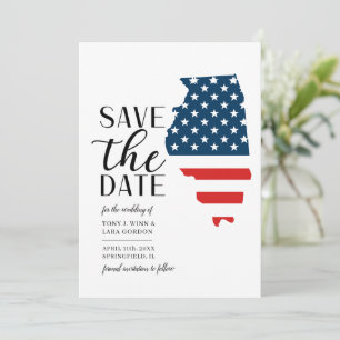 Patriotischer US-Staat Illinois Hochzeit in Urlaub Save The Date