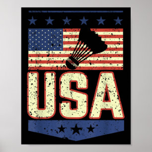 Patriotischer USA-Amerikanischer Flagge Badminton  Poster