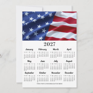 Patriotischer USA-Amerikanischer Flaggen-Kalender Feiertagskarte