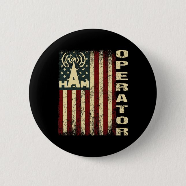 Patriotischer USA-Flagge-Funkamateur-Funkoperator Button (Vorderseite)