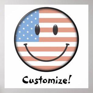 Patriotischer USA-Flaggen-Gesichts-Druck Poster
