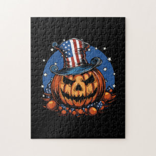Patriotischer USA-Flaggen-Halloween-Kürbis