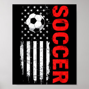 Patriotischer USA-Fußball mit amerikanischer Flagg Poster