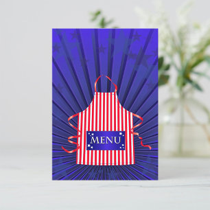 Patriotischer USA Koch Rot Weiß Blau BBQ Kochen Einladung
