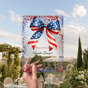 Patriotischer USA-Schleife rot weiß blau Geburtsta Acryleinladungen
