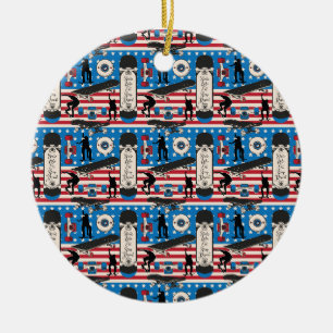 Patriotischer USA-Skateboarder beim Skateboarding Keramik Ornament