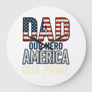 Patriotischer Vater Unser Held Vintage Vater Shirt Große Wanduhr