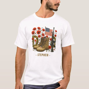 Patriotischer Vater - USA-Flagge mit Kampfstiefeln T-Shirt