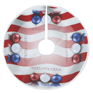 Patriotischer Verzierungs-Weihnachtsbaum-Rock Polyester Weihnachtsbaumdecke