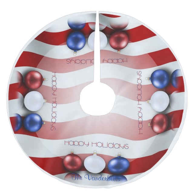 Patriotischer Verzierungs-Weihnachtsbaum-Rock Polyester Weihnachtsbaumdecke (Vorderseite)